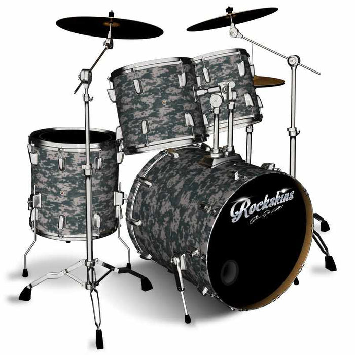 Digital Gray Camo Drum Wrap