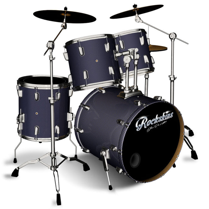 Blue & Silver Carbon Fiber Drum Wrap
