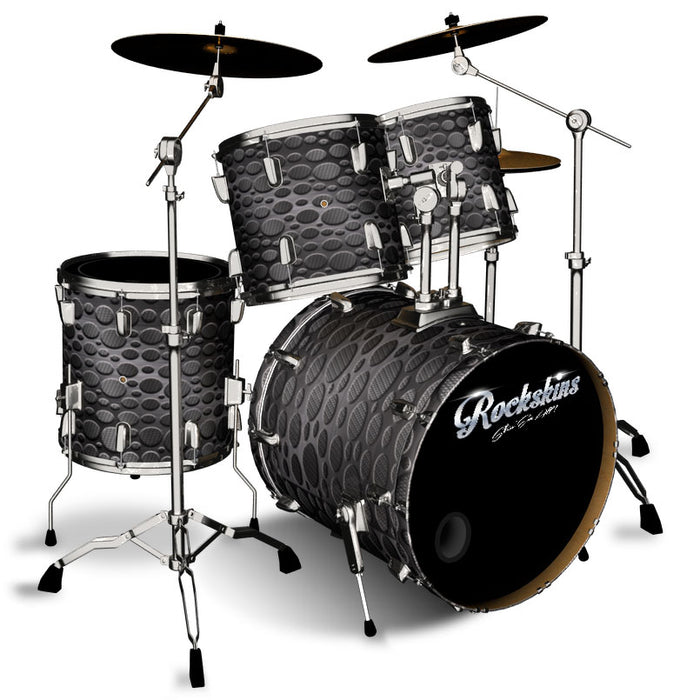 Black Carbon Fiber With Steel Overlay Drum Wrap