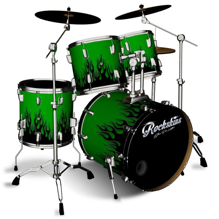 Black Hot Rod Flames Drum Wrap