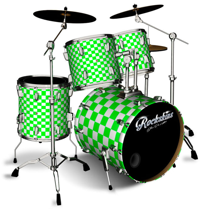 Green and White Checker Drum Wrap