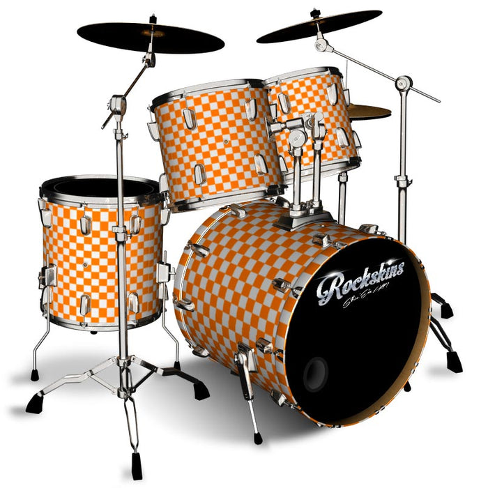 Orange and White Checker Drum Wrap