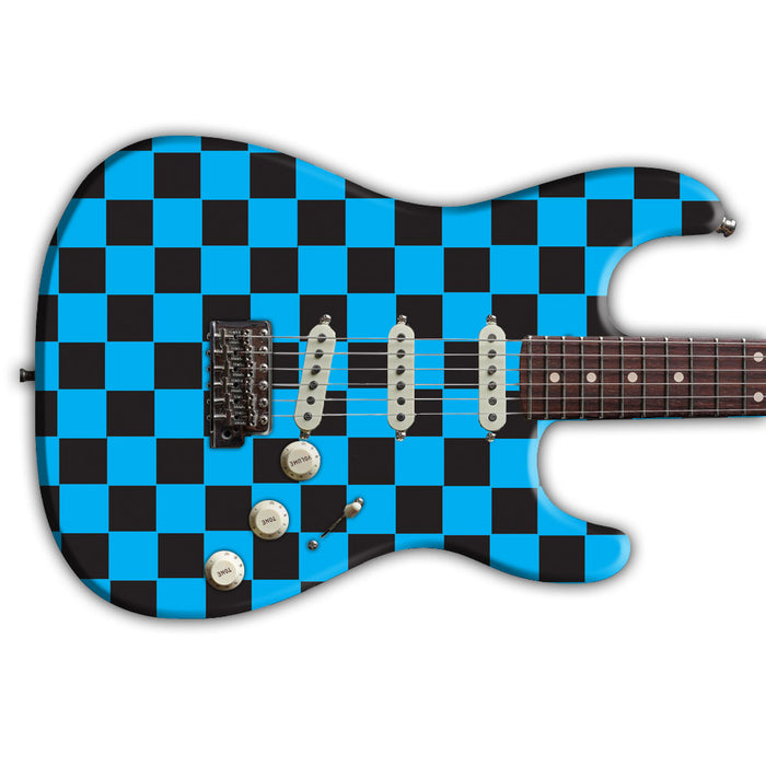 Blue And Black Checker Guitar Wrap