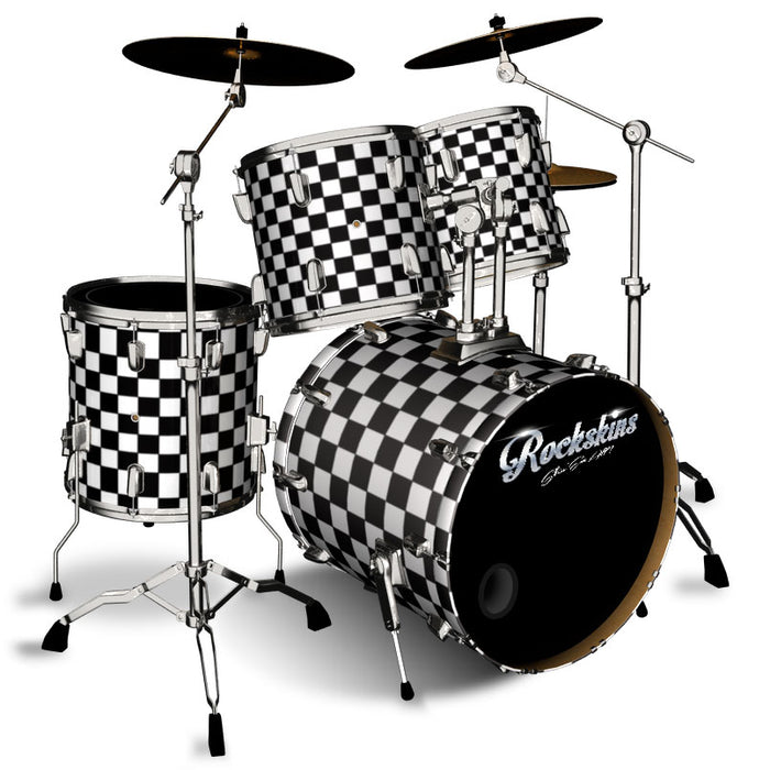 Black and White Checker Drum Wrap