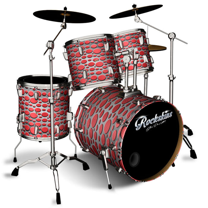 Red Carbon Fiber and Steel Overlay Drum Wrap