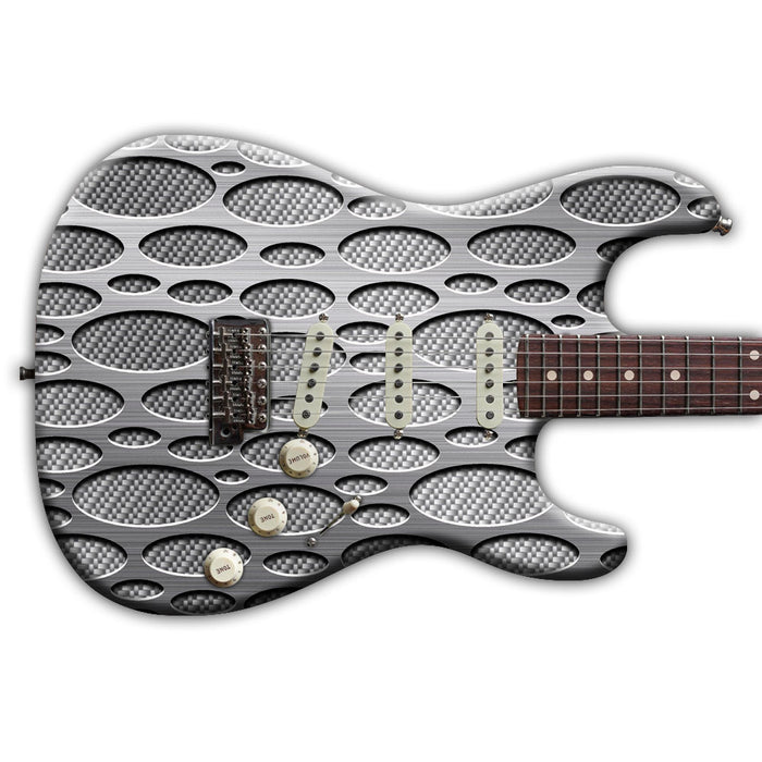 Grey Carbon Fiber With Grey Overlay Guitar Wrap