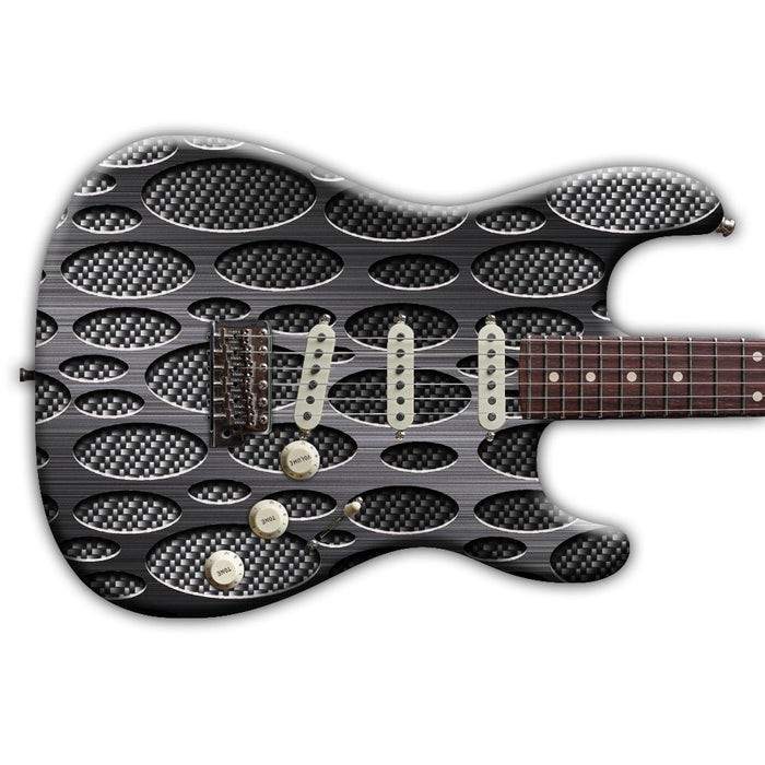 Black Carbon Fiber With Steel Overlay Guitar Wrap