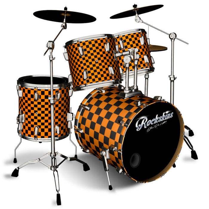 Orange and Black Checker Drum Wrap