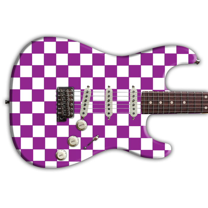 Purple And White Checker Guitar Wrap