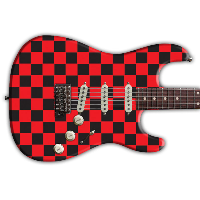 Red and Black Checker Guitar Wrap