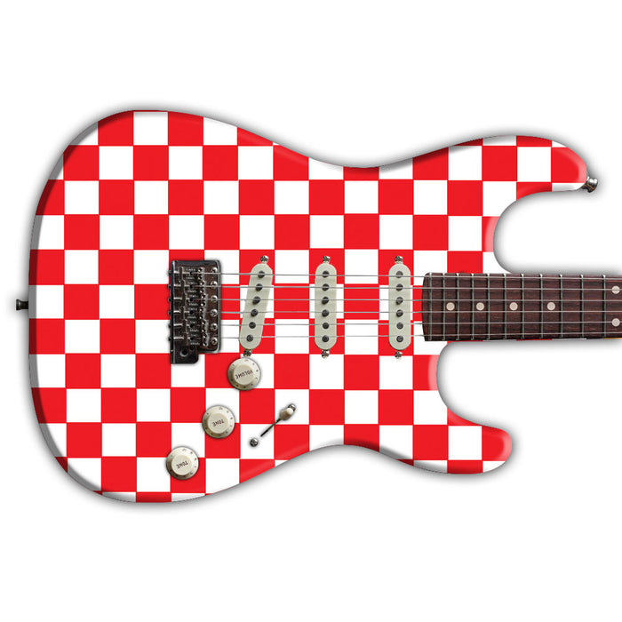 Red and White Checker Guitar Wrap