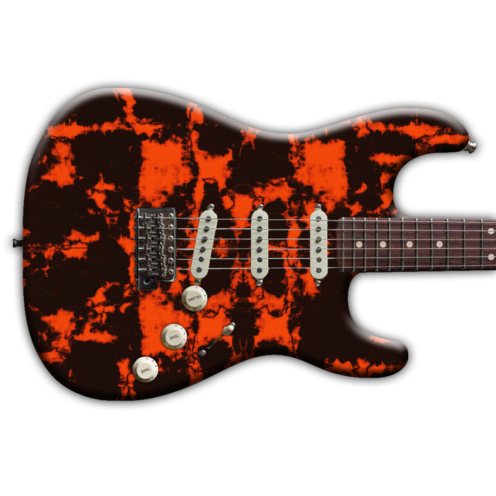 Tie-Died Funky Orange And Black Guitar Wrap